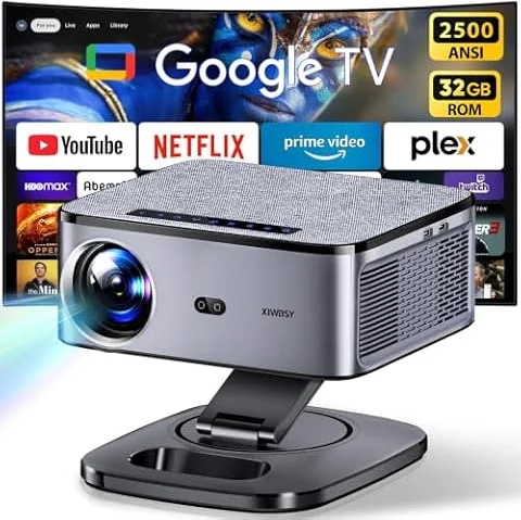 Proyector 4K 2500 ANSI Gira 360 °, Official Apps, Bluetooth Proyectores | XIWBSY 32G ROM Proyector 4K 45000 Lúmenes, Autofocus, Control Por Voz, Native 1080P Projector, Proyectores Video Cine En Casa
