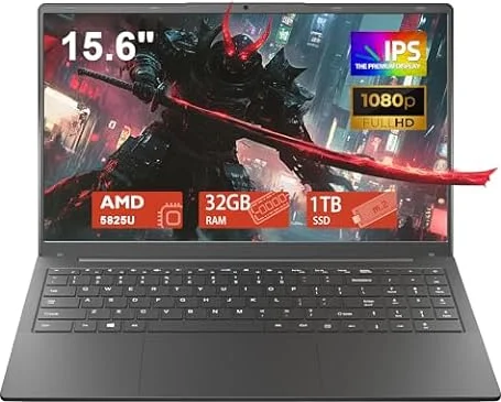 CYCLUS 15,6 Pulgadas Ordenador Portátil para Juegos Procesador R7 5825U (2,0 a 4,5 GHz 8C/16T), Tarjeta Gráfica Vega 8, 32 GB de RAM, SSD de 1 TB, Teclado Retroiluminado/Type-C, QWERTY Español