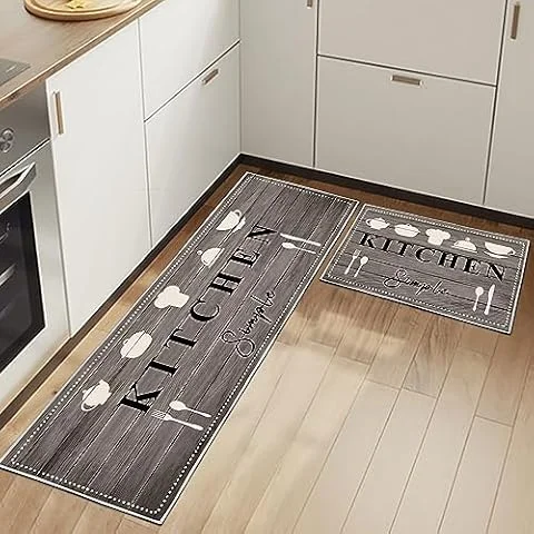 HSGLGNA Juego de 2 tapetes de Cocina antifatiga para decoración del hogar, Oficina, Impermeables, Antideslizantes, cómodos (Kitchenware-B, 40 x 60 + 40 x 120 cm)