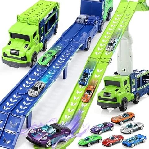 EUCOCO Juguetes Niños 2 3 4 5 6 7 8 9 10 Años, Camión de Juguete con 6 Mini Coches Regalo Niño Niña 2-10 Años Camiones de Juguete para Niños 2 3 4 5 6 Años Regalo para Niños 6 7 8 9 10 Años