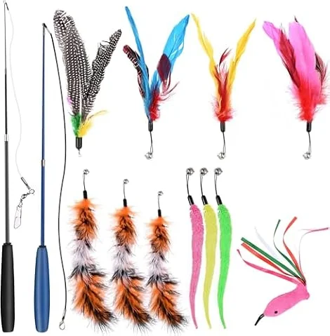 GOLDGE Juguetes para Gatos 13Pcs, Juguete Gato Interactivo, Cosas para Gato | Juegos de Gatos Accesorios, Cat Toys, con Plumas, Ratóns, Pelota, Almohada y Juguete Interactivo Varias