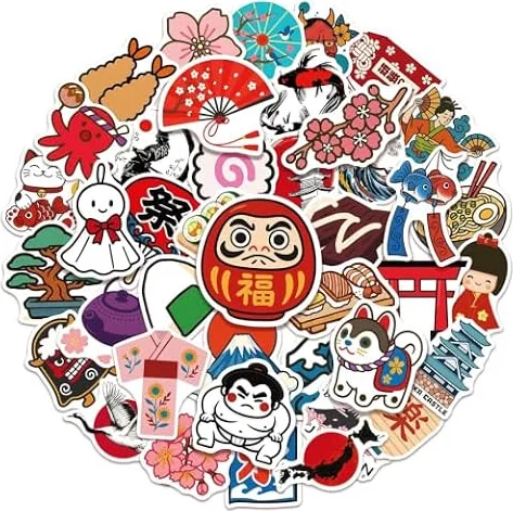 RDASGA 100 Piezas Pegatinas de Japón Estilo Tradicional y Cartoon, Stickers Aesthetic Vintage Impermeables para Scrapbooking, Portátiles, Maletas, Álbum de Fotos, Decoración Japonesa Creativa